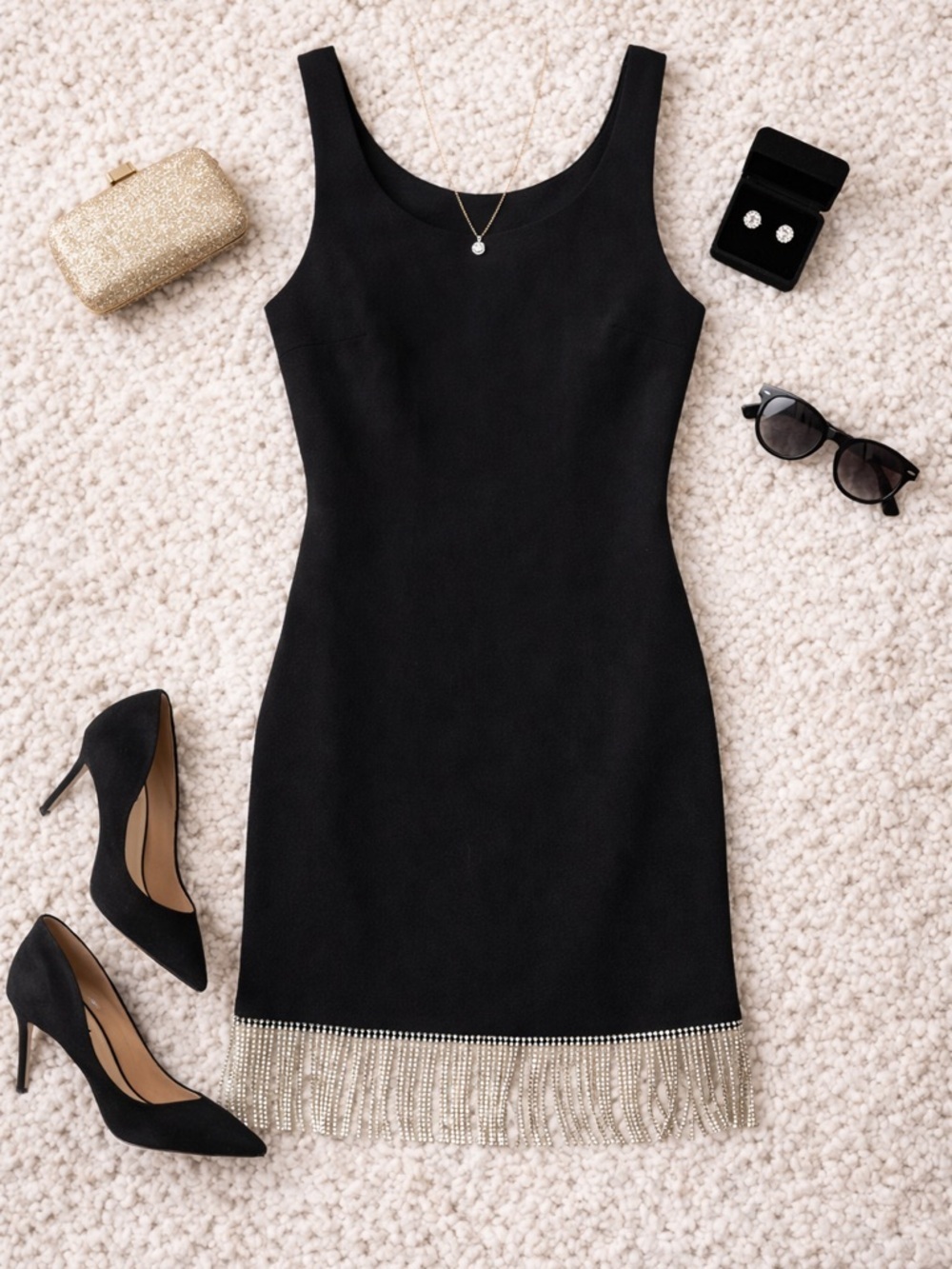 Steve Madden Elenora Black Rhinestone Fringe Mini Bodycon Dress 2